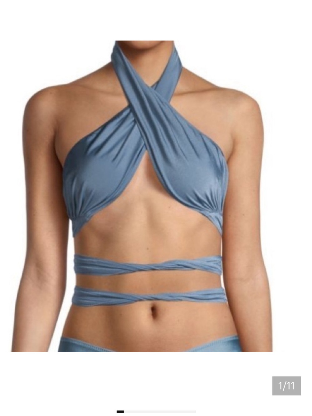 NWT Tropic of C Bianca Bikini Top in Granite silver gray blue